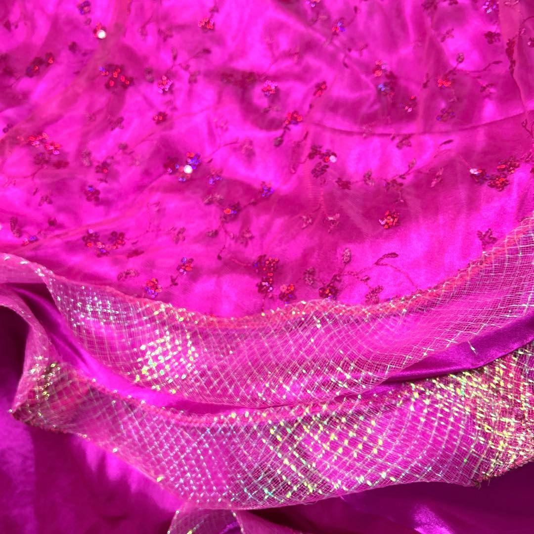 【華やか】フューシャピンク 豪華ストーン　クリスアン　社交ダンス　新品パット付き