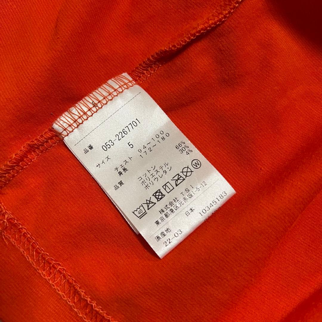 美品 パーリーゲイツ 半袖 モックネックシャツ 5 オレンジ ロゴ PG メンズ