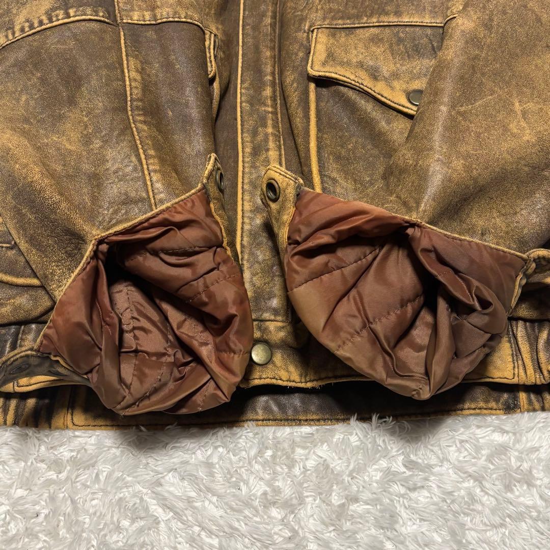 完品 90s G-1 フライト レザージャケット L ムートン 襟ボア 短丈