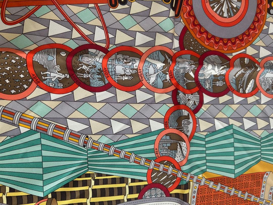 エルメス スカーフ 幾何学模様 シルクスカーフ 約90cm HERMES