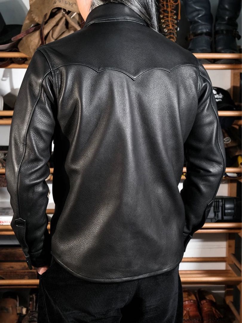 水染鹿皮 ウエスタンシャツ M 1.3-1.4mmニュージーランド産ディアスキン