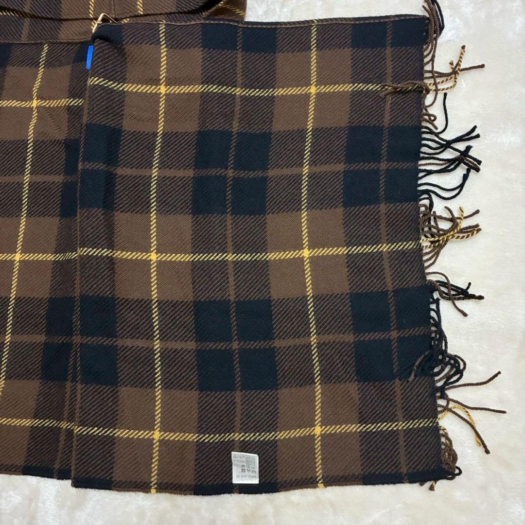 希少　ブルーレーベルクレストブリッジ チェック柄 大判ストール ポンチョ　茶
