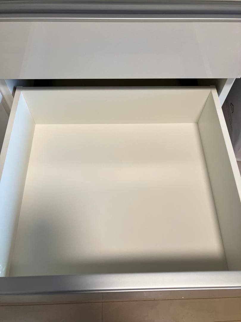 パモウナ　90cm幅　キッチンボード　3段引出し　ホワイト　キャスター付