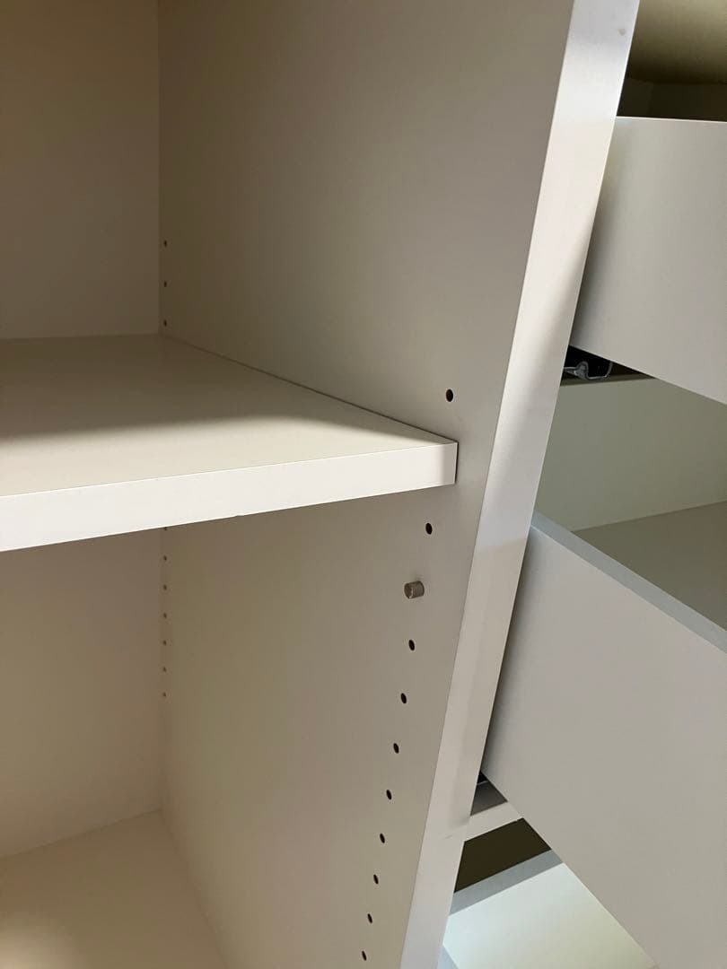 パモウナ　90cm幅　キッチンボード　3段引出し　ホワイト　キャスター付