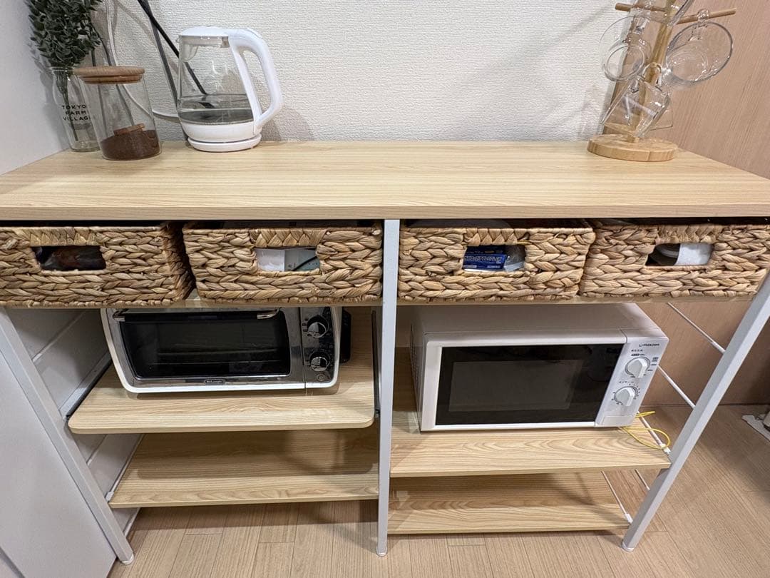 レンジボード 約120cm ナチュラル×ホワイト