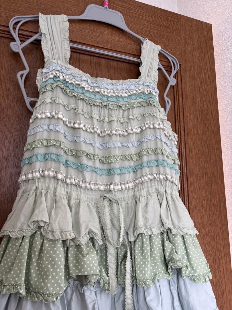 ピンクハウス 配色フリルパッチワークワンピース