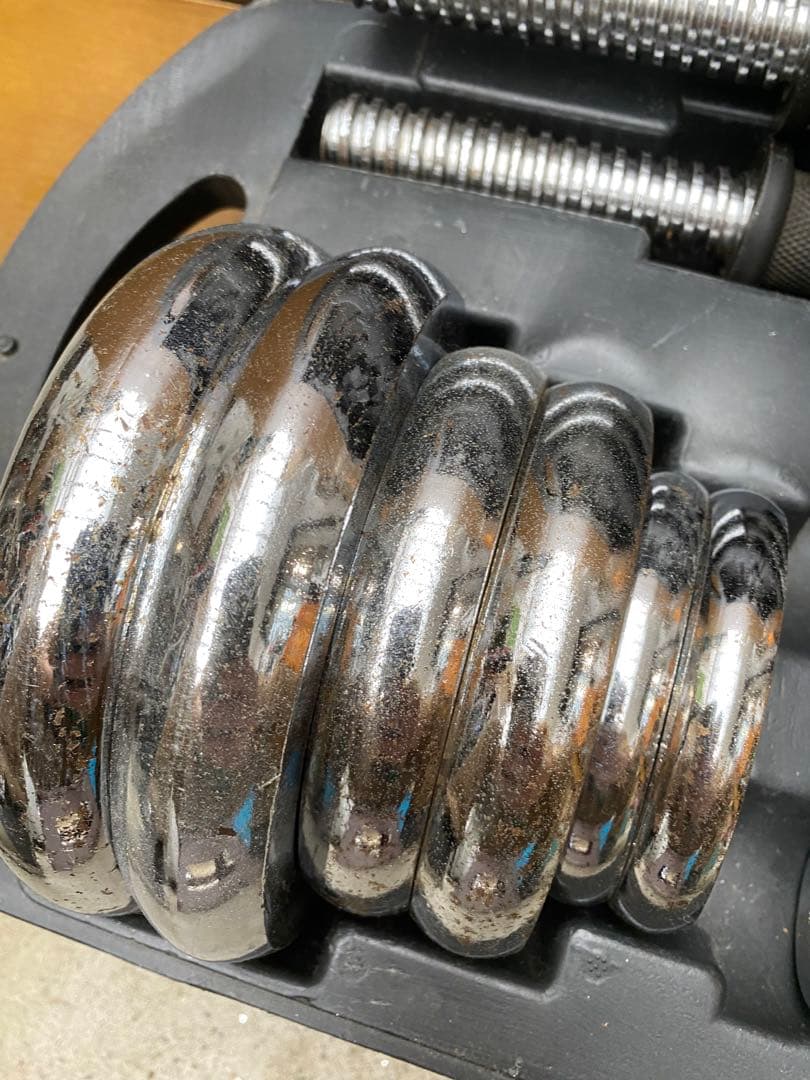 【引取可】クロームメッキダンベルセット20kg/10kg×2プレート調節