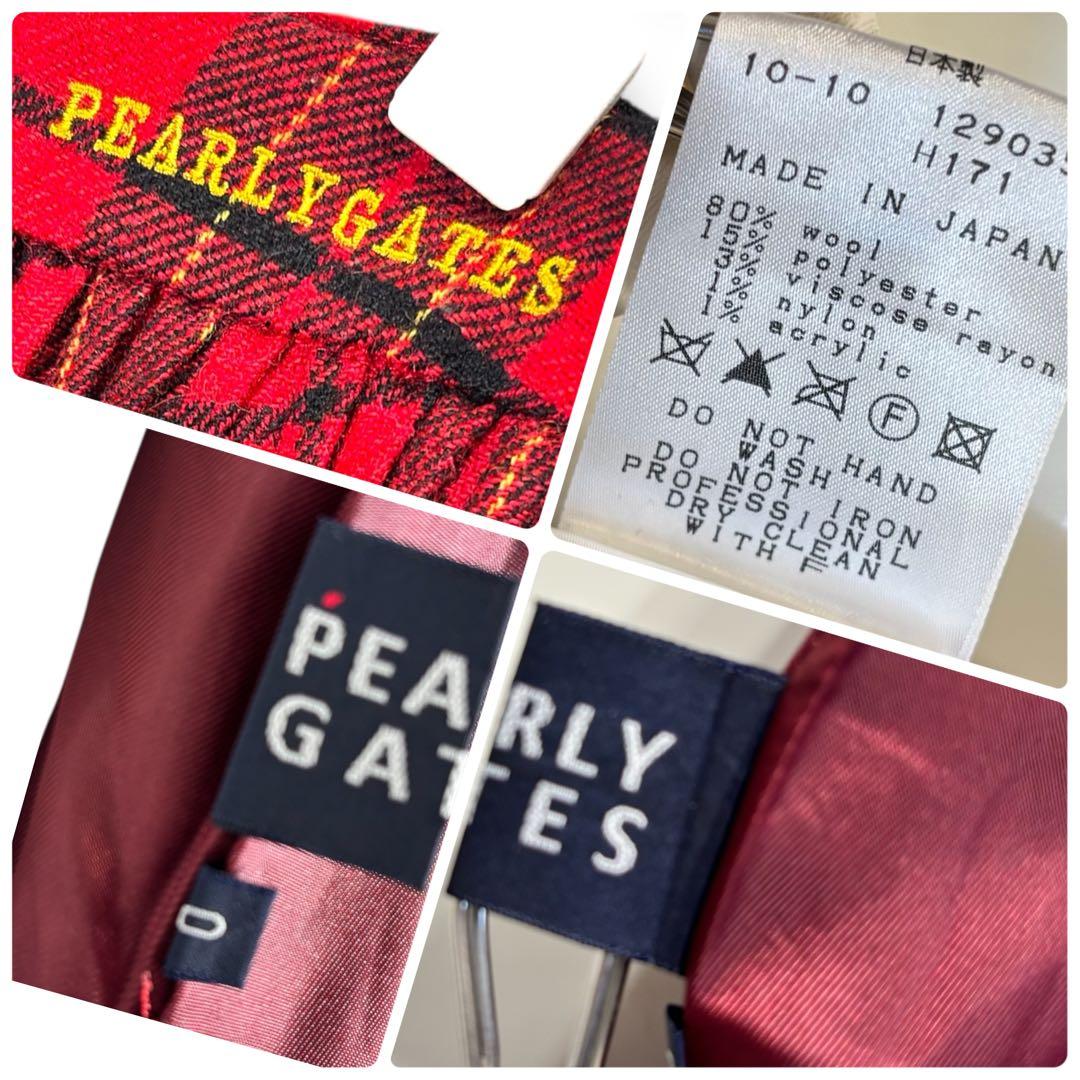 美品 パーリーゲイツ ゴルフスカート 0 S レッド ブラック プリーツ 秋冬