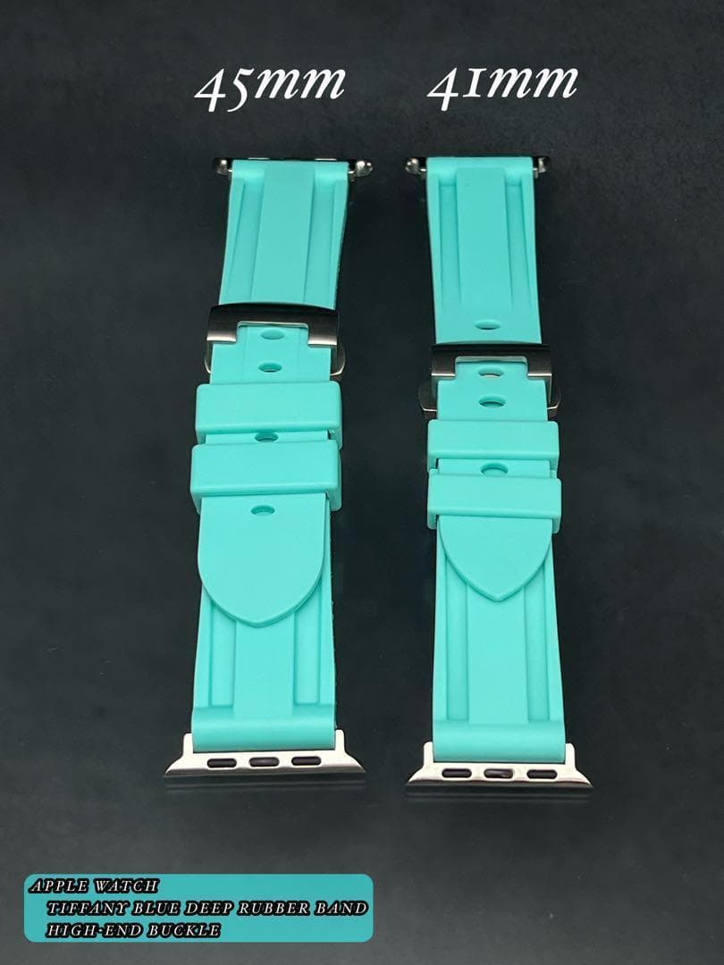 ティファニーブルー　アップルウォッチ　ラバーベルト　バンド　ワイドサイズ