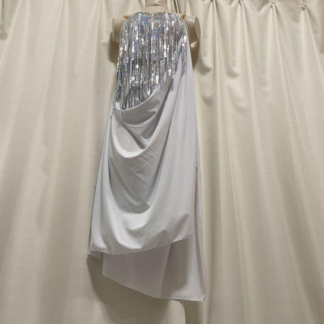 W*☆様 【社交ダンス】ラテンドレス ルンバ フリンジ ホワイト M 胸パッド/