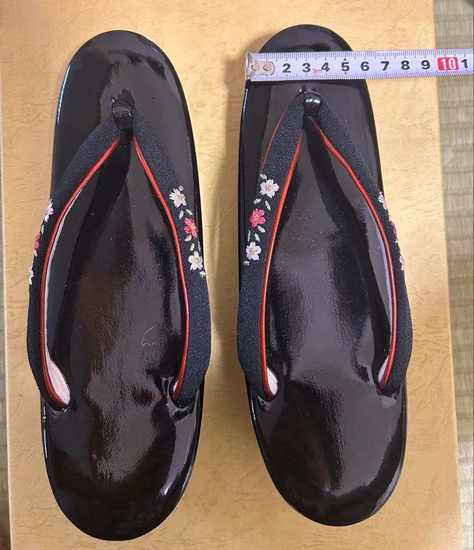 キンワシ印　黒地　和装用バッグ&草履