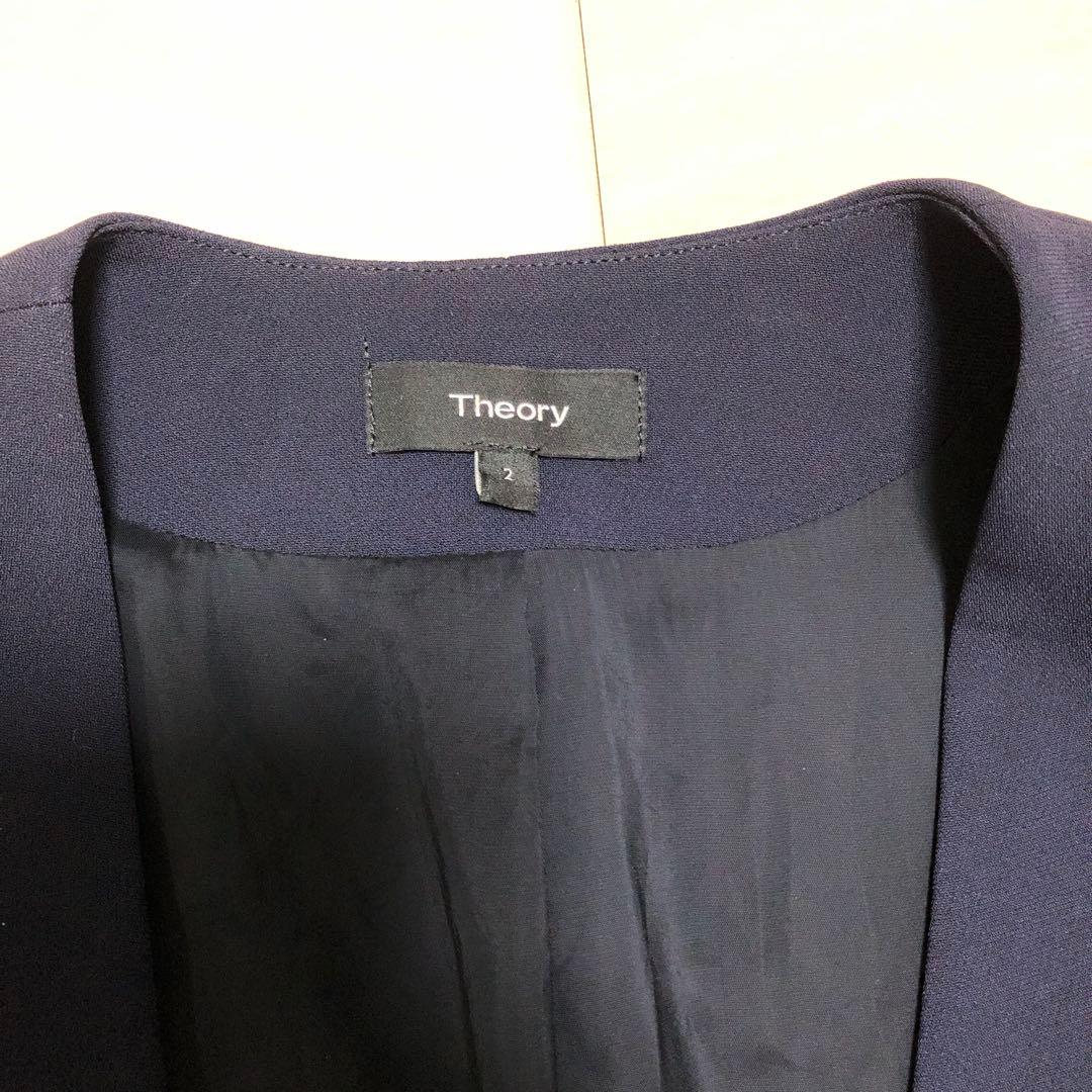 セオリー theory ダブルロングジレ ネイビー ベスト 前開き サイズ2 M