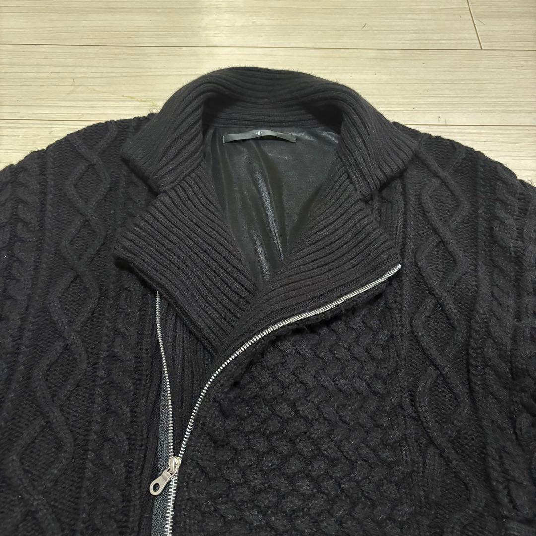 良品■NO ID.■アランニット ダブル ライダース ジャケット カーディガン