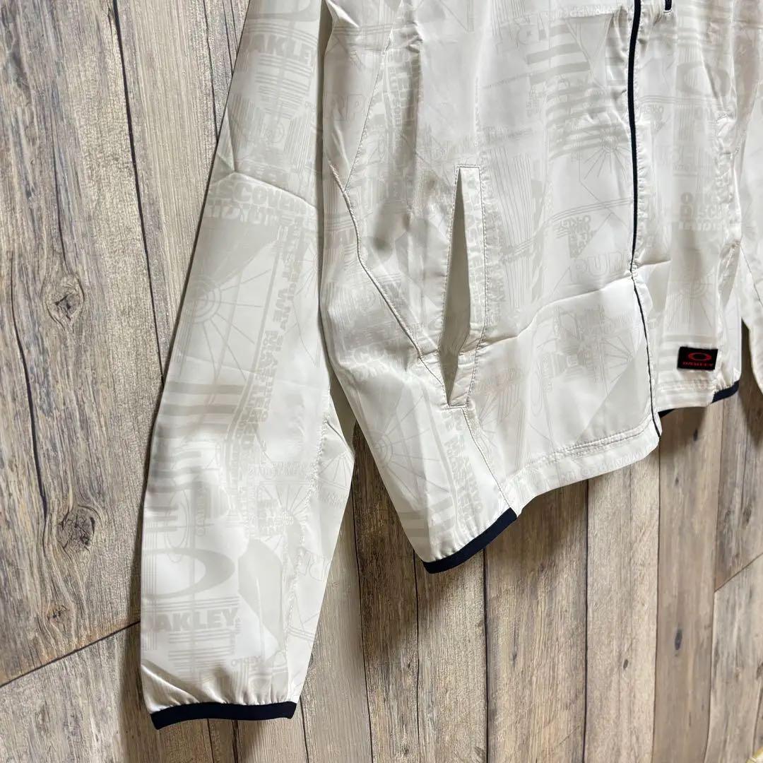 オークリー　OAKLEY ジャケット　ナイロン　総柄　刺繍ロゴ　ホワイト XL