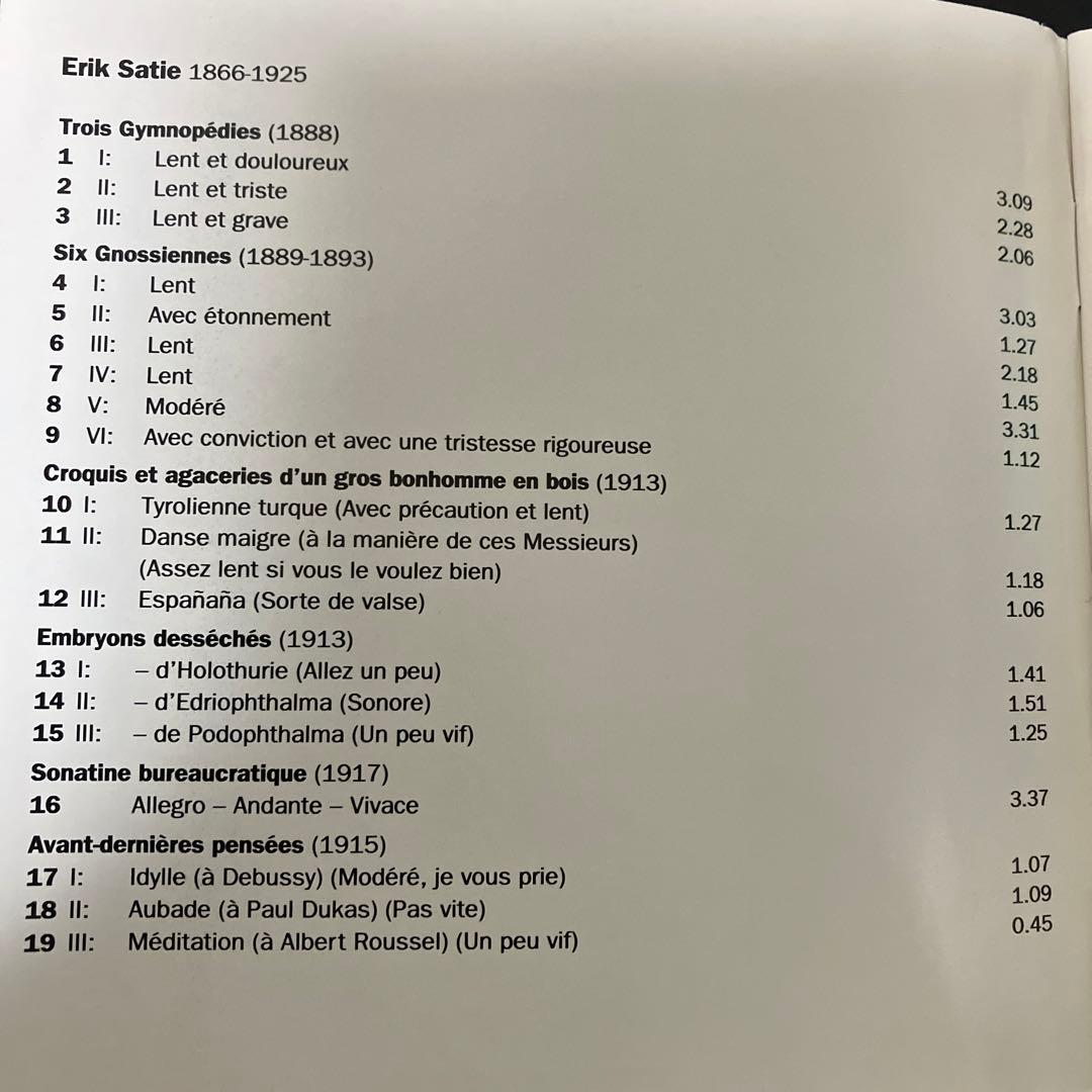 【売約済】チッコリーニ／サティ:ピアノ作品集