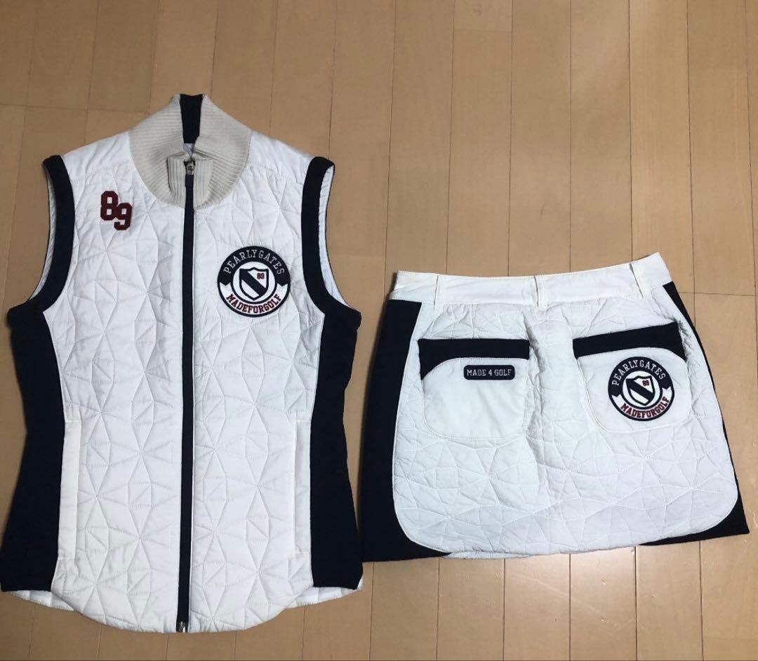 レア\"PEARLY GATES 韓国　スカートとダウンベストセット サイズ0