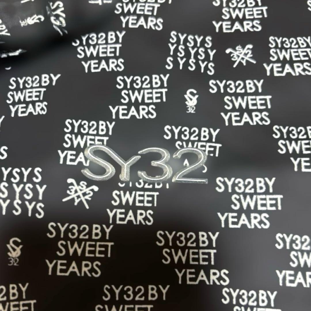 美品SY32 by SWEET YEARS総柄 長袖 ポロシャツ ブラックM