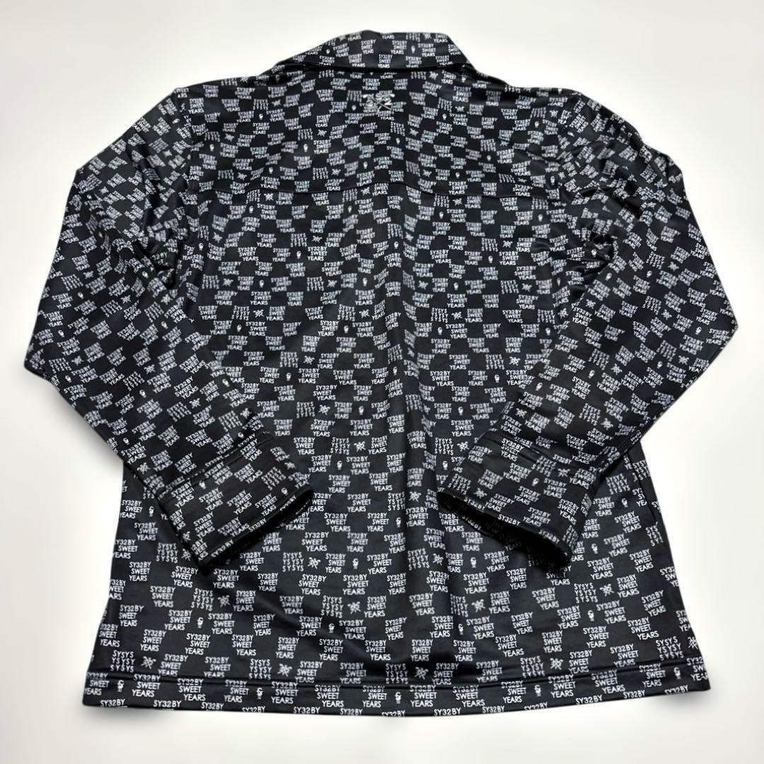 美品SY32 by SWEET YEARS総柄 長袖 ポロシャツ ブラックM