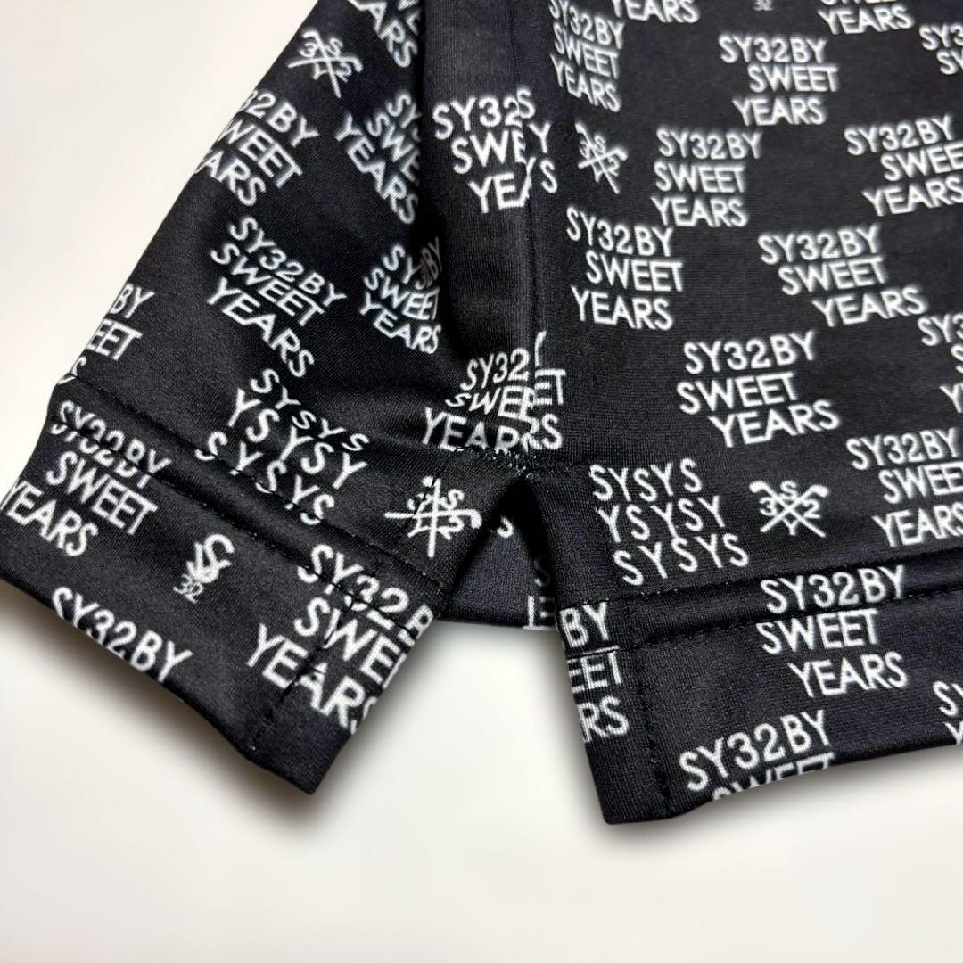 美品SY32 by SWEET YEARS総柄 長袖 ポロシャツ ブラックM