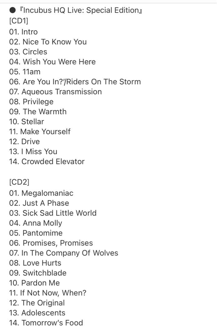 インキュバス INCUBUS 限定HQ LIVE BOX SET直筆サイン入り