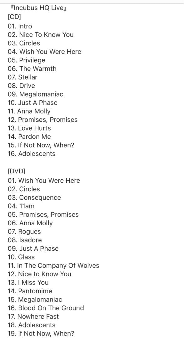 インキュバス INCUBUS 限定HQ LIVE BOX SET直筆サイン入り