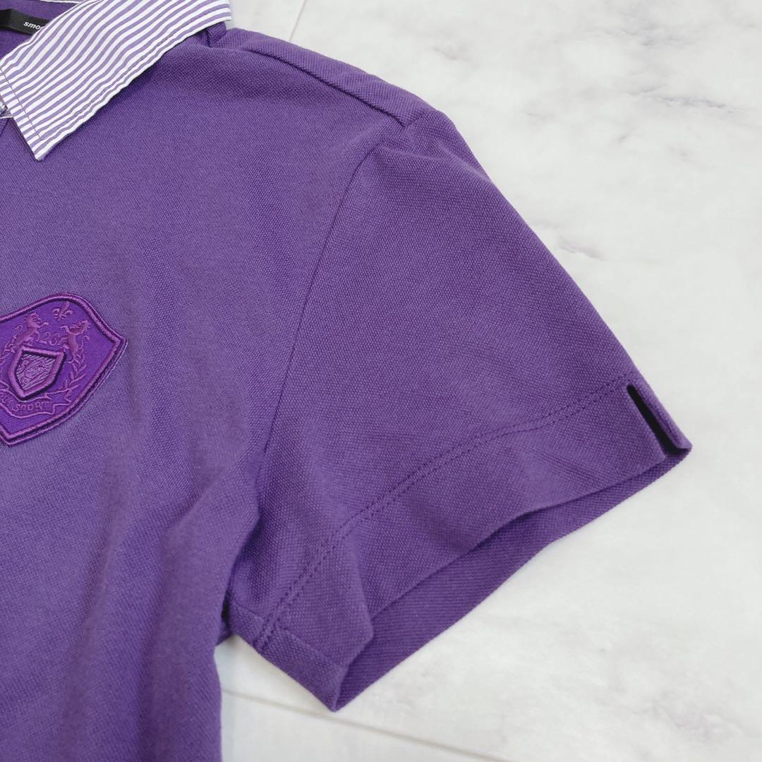 23区 ポロシャツワンピース 刺繍ワッペン 襟ストライプ 大人綺麗めゴルフウェア