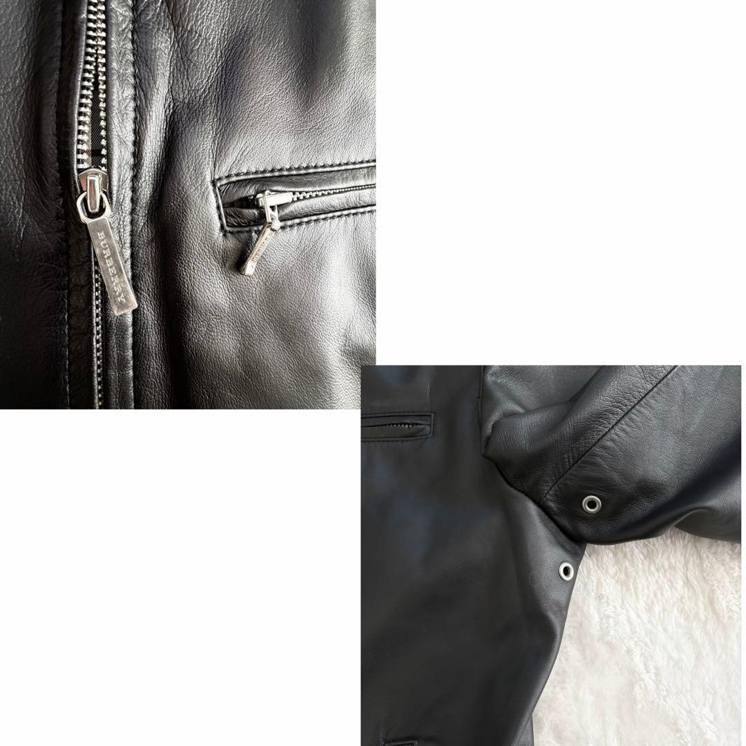 極美品✨バーバリーブラックレーベル 羊革ジャケットライダースノバチェック 黒 Ｌ