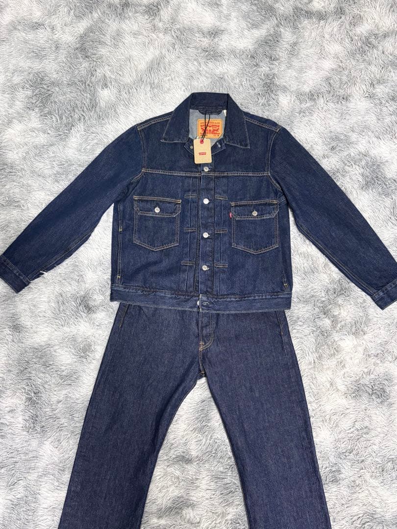 リーバイス 2ND トラッカーJKT M 501 セットアップ 濃紺 W32