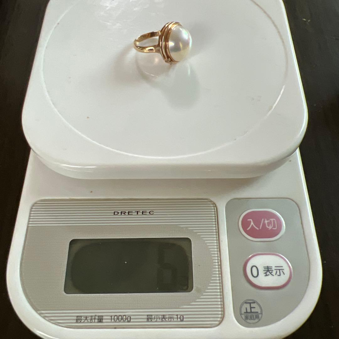 ゆ*か様 k14 マベ真珠リング ダイヤ1mm２つ