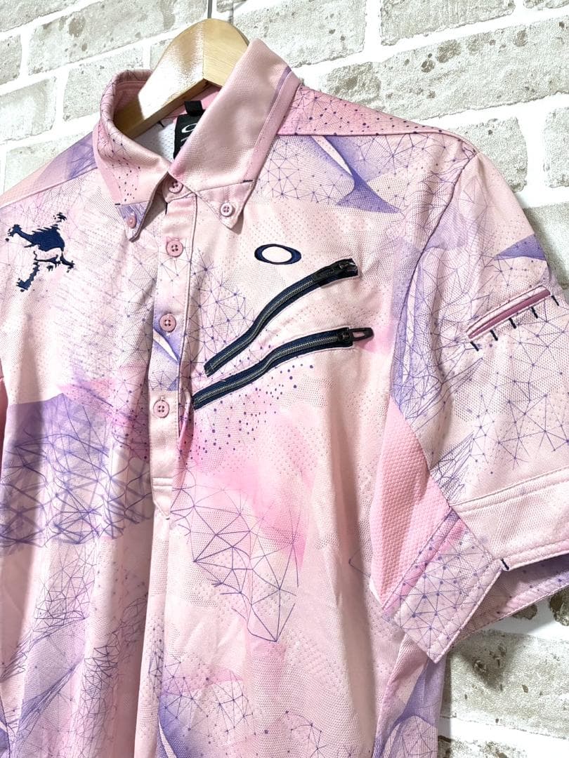 【早い者勝ち❣️】新品 オークリー スカル メンズ 半袖 ポロシャツ L 総柄