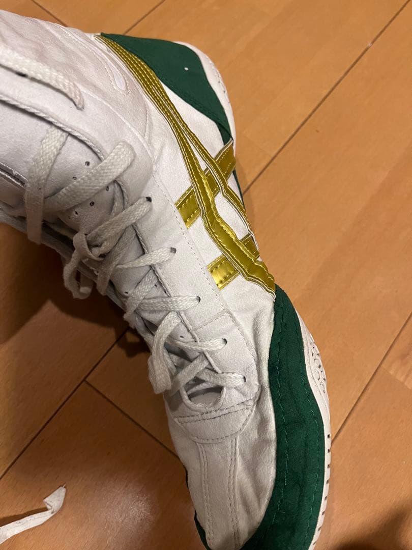 ASICS ボクシングシューズ ハイカット ホワイト/グリーン/ゴールド