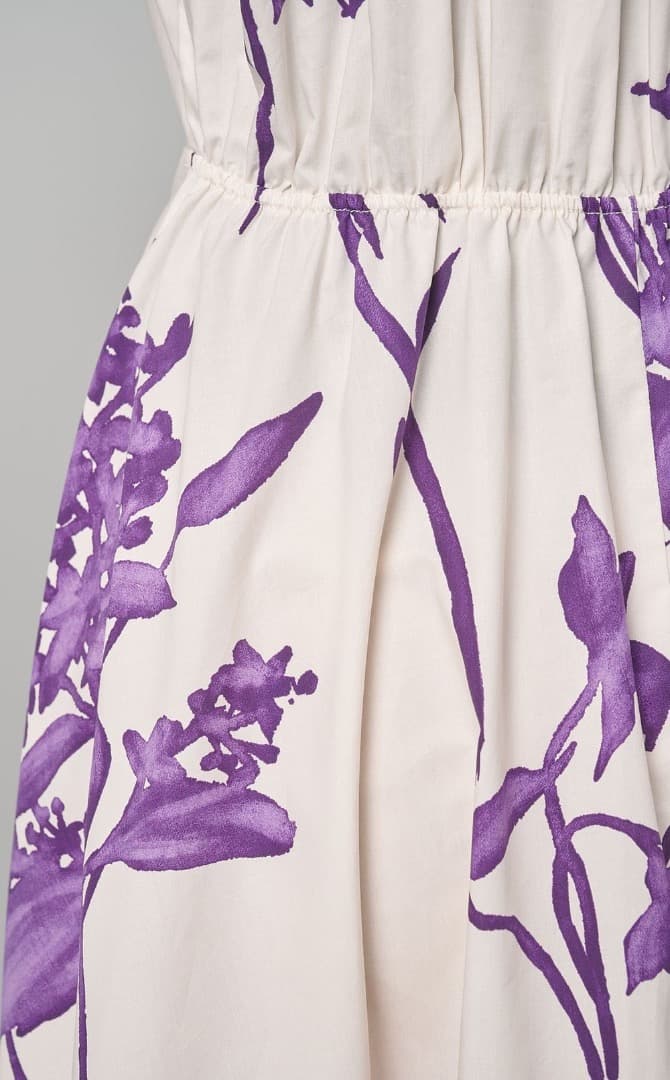 専用品フォルテフォルテ パープルフラワープリントコットンドレス
