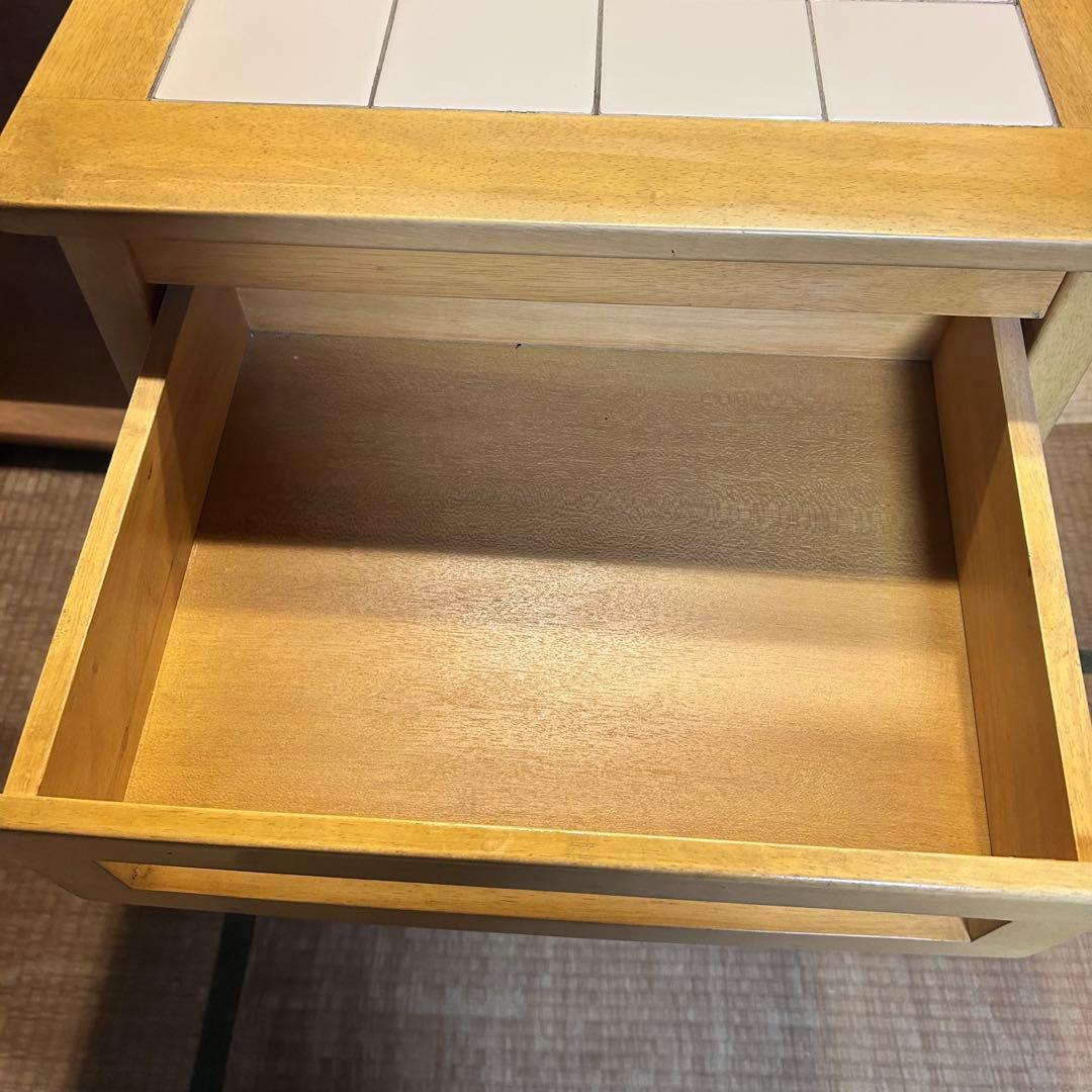 【希少】森のサーカス 木製キッチンワゴン タイルトップ キャスター付