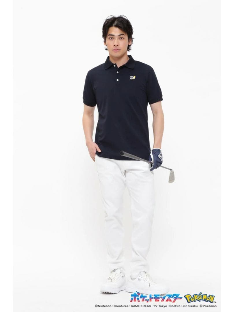 人気完売パーリーゲイツピカチュウ半袖ポロシャツトップスネイビーサイズ6