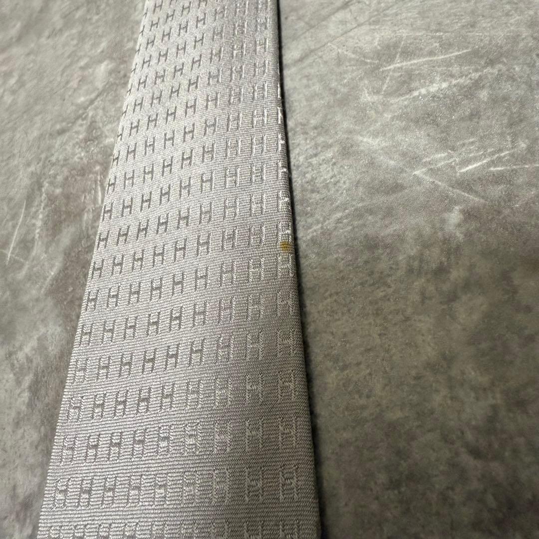 HERMES エルメス ネクタイ シルバー ファソネ H柄 定番 王道 結婚式