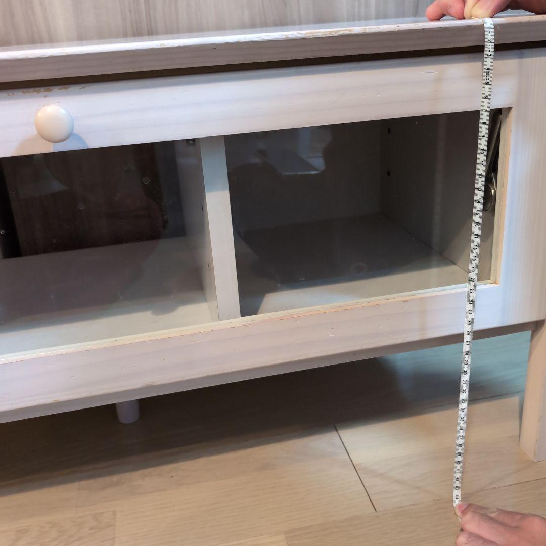 12月20日まで掲載　ホワイト 木製 テレビ台 ガラス扉付き　ローボード