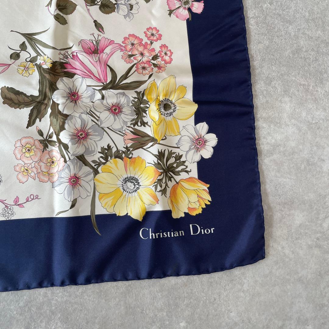 美品 Christian Dior ヴィンテージスカーフ 花柄