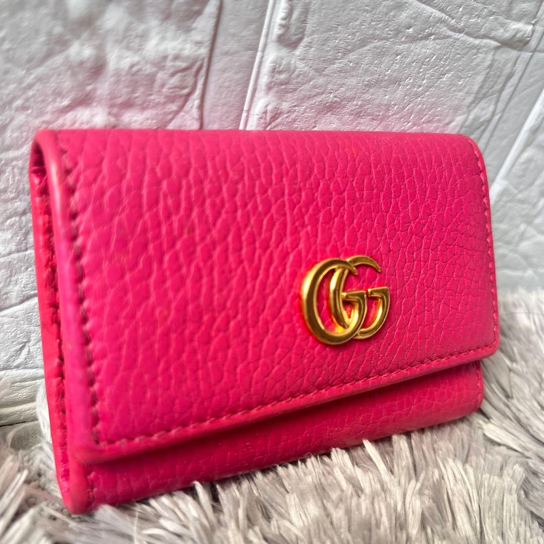 良品✨レアカラー　GUCCI キーケース　マーモント　シボ革　6連　レディース