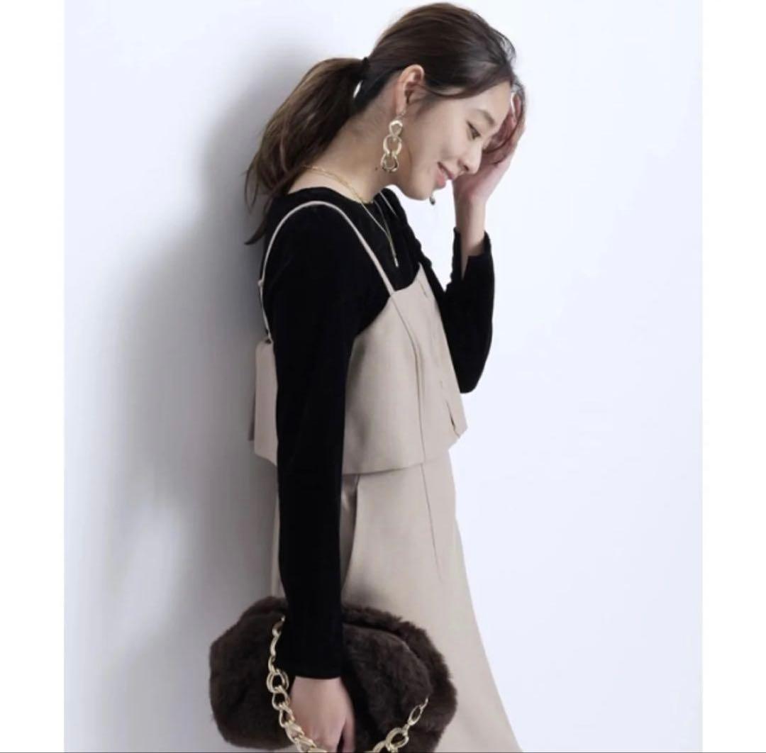 586【新品タグ付】JUSGLITTY NEWレイヤードキャミワンピース