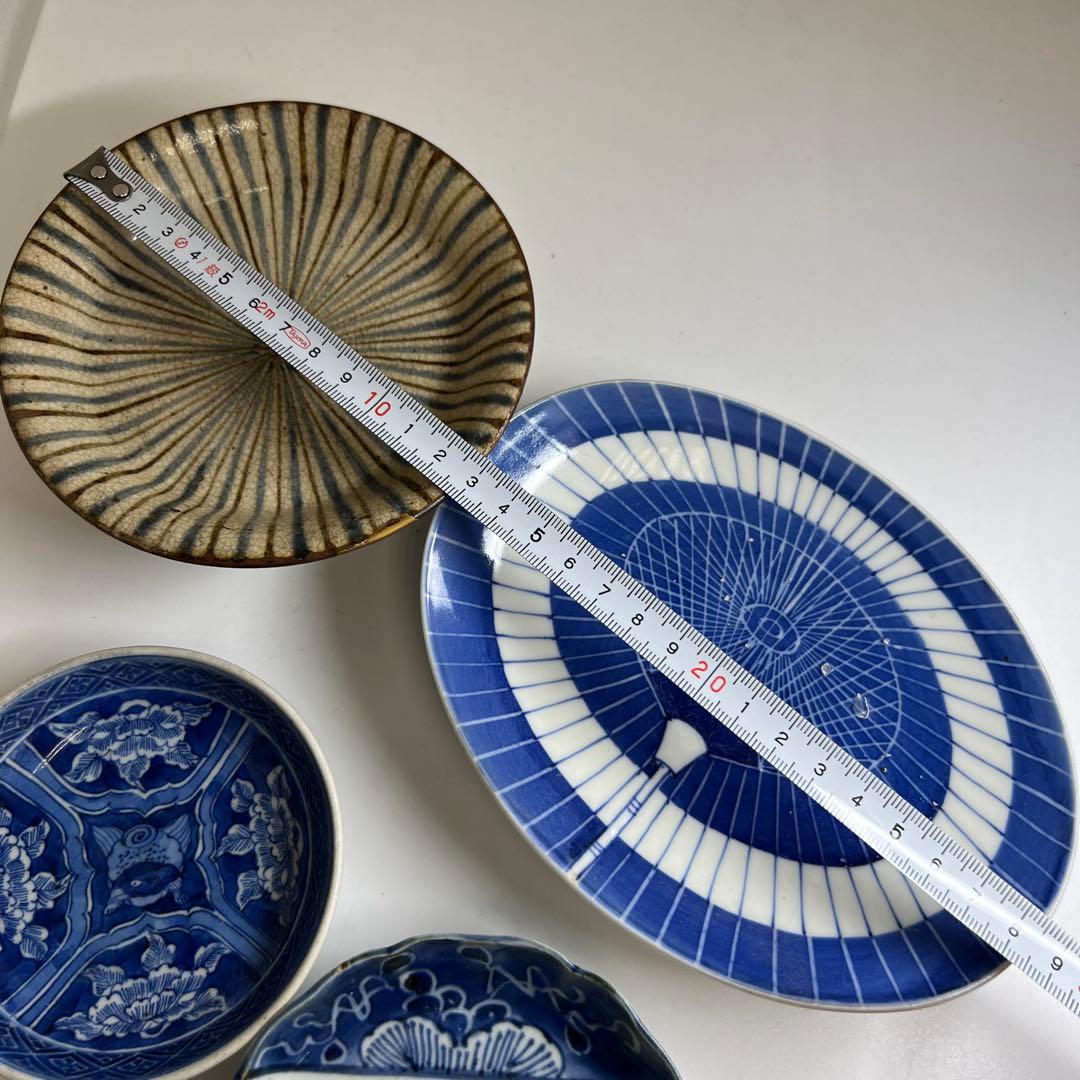古伊万里　染付皿4枚　幅約9.5~16.5㎝　東Y8-0216④