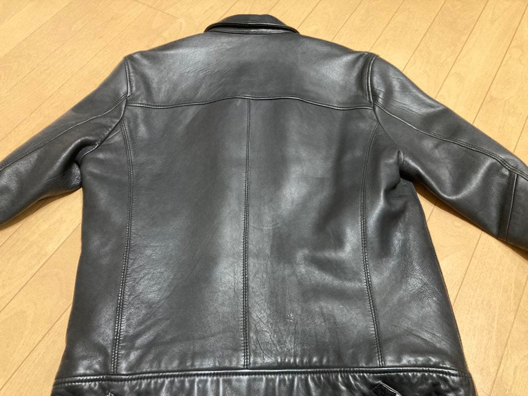 NANO UNIVERSE ブラック シングルライダースジャケット　シープレザー