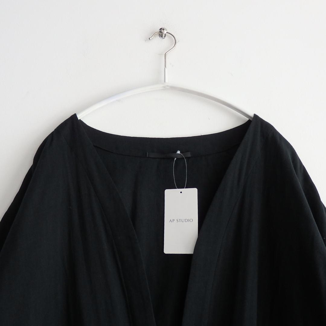 【未使用】定価30,800円　AP STUDIO　ノーカラーワイドガウン　BK