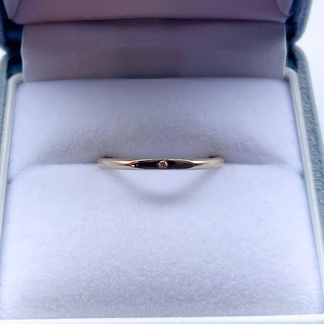 【美品】日本製 ENEY アネイ サーフェス K10 YG ダイヤ リング 9号