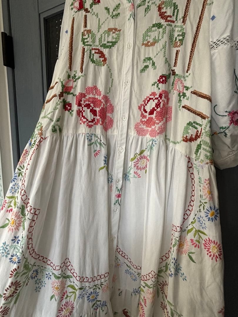 ヴィンテージ刺繍クロス　ワンピース