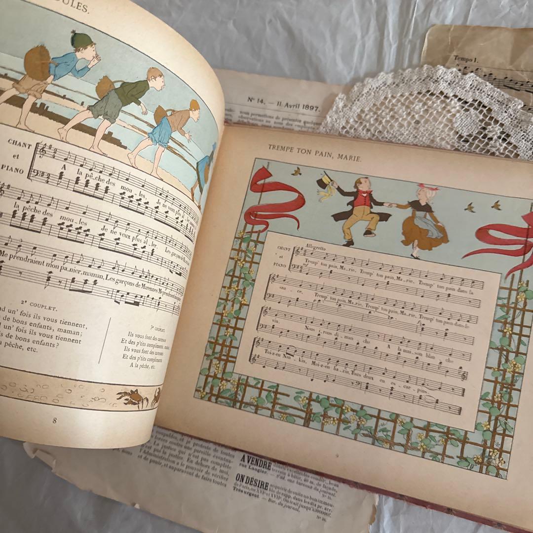 稀少モンベルの愛らしいアンティーク絵本　フランス語　洋書ジャンクジャーナル古書