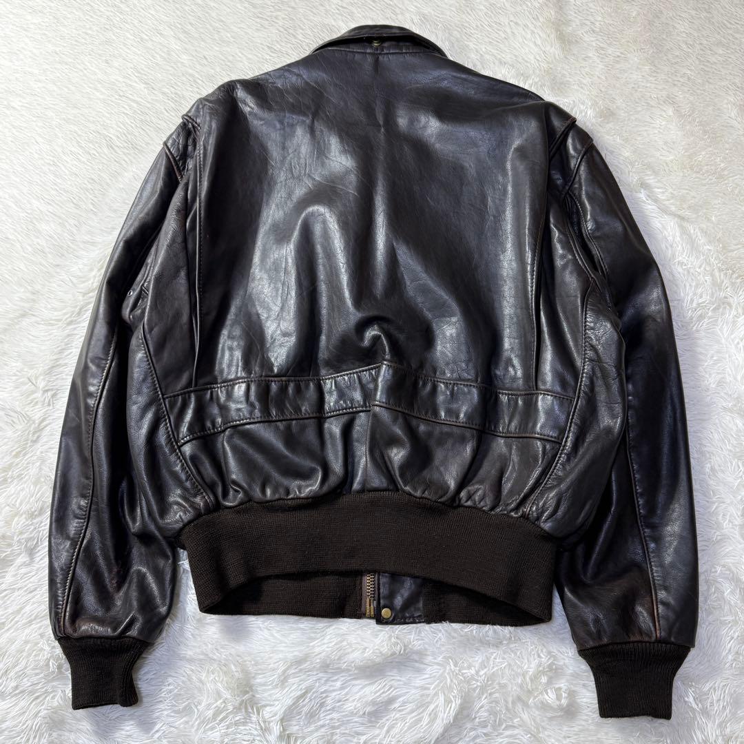 【USA製】ショット A-2 レザーフライトジャケット 2XL ダークブラウン