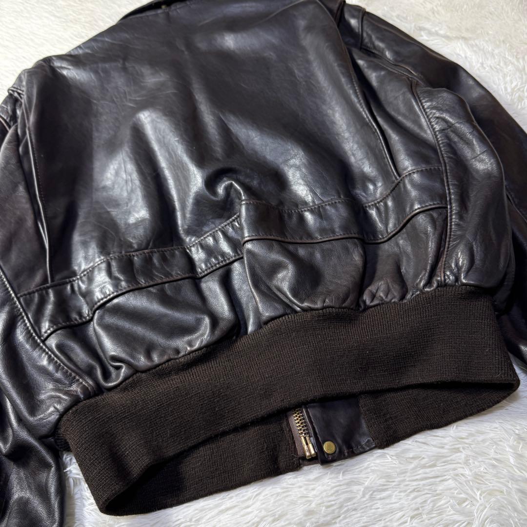 【USA製】ショット A-2 レザーフライトジャケット 2XL ダークブラウン