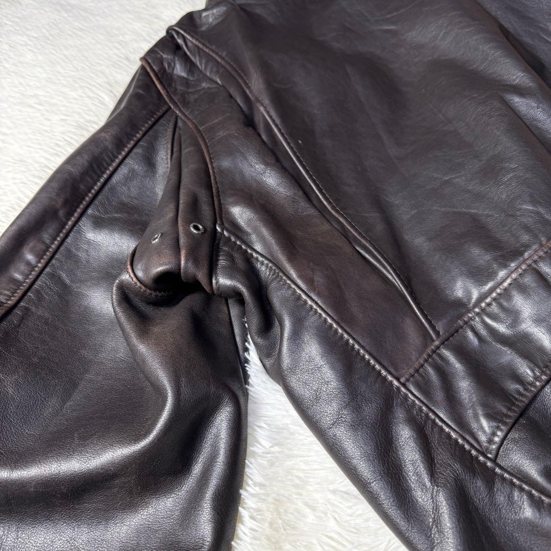 【USA製】ショット A-2 レザーフライトジャケット 2XL ダークブラウン