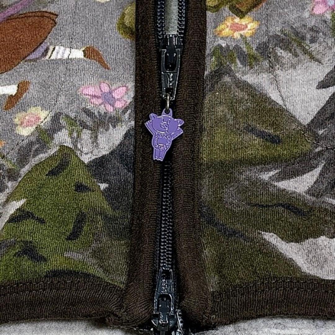 アルベロベロ　ジップパーカー　ぶたさん　総柄　ロゴジップ　フード　羽織り