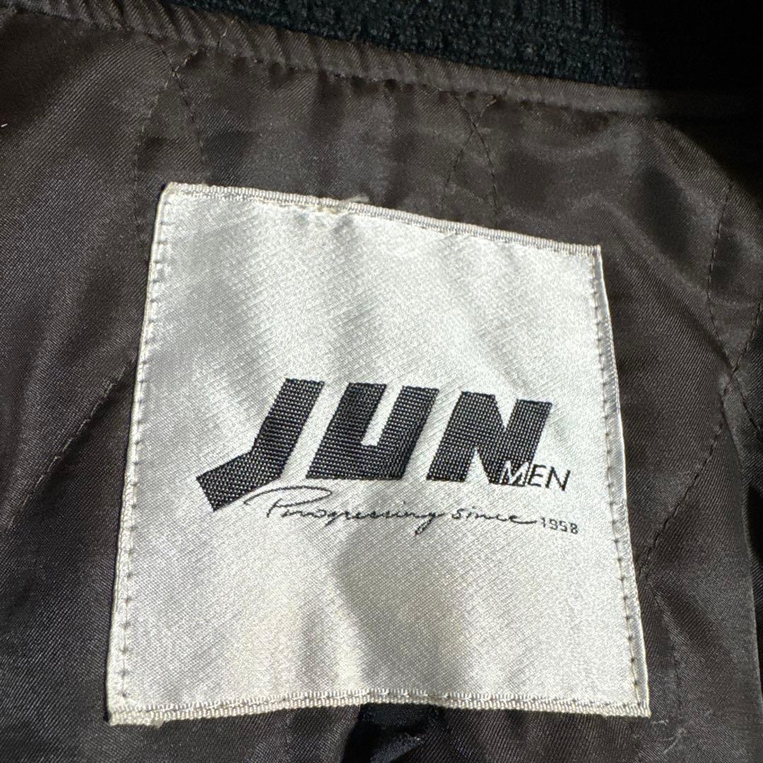 90sJUN MEN ダークブルー スエード ボンバージャケット　古着